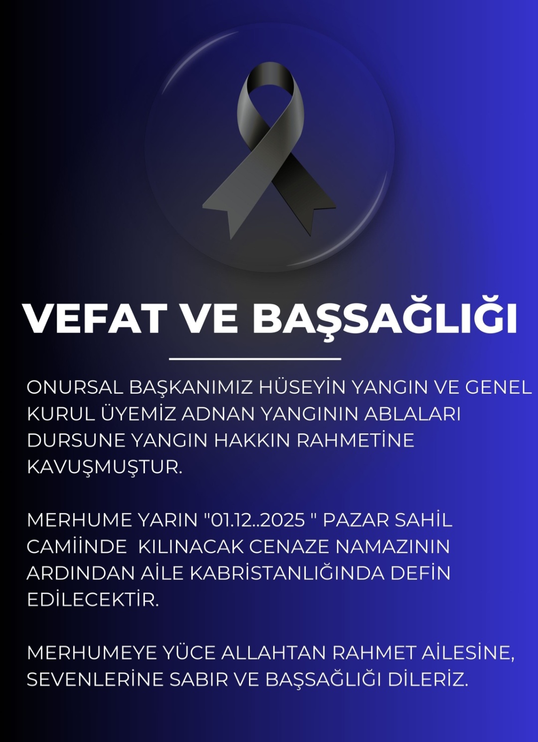 DURSUNE YANGIN VEFAT ETTİ