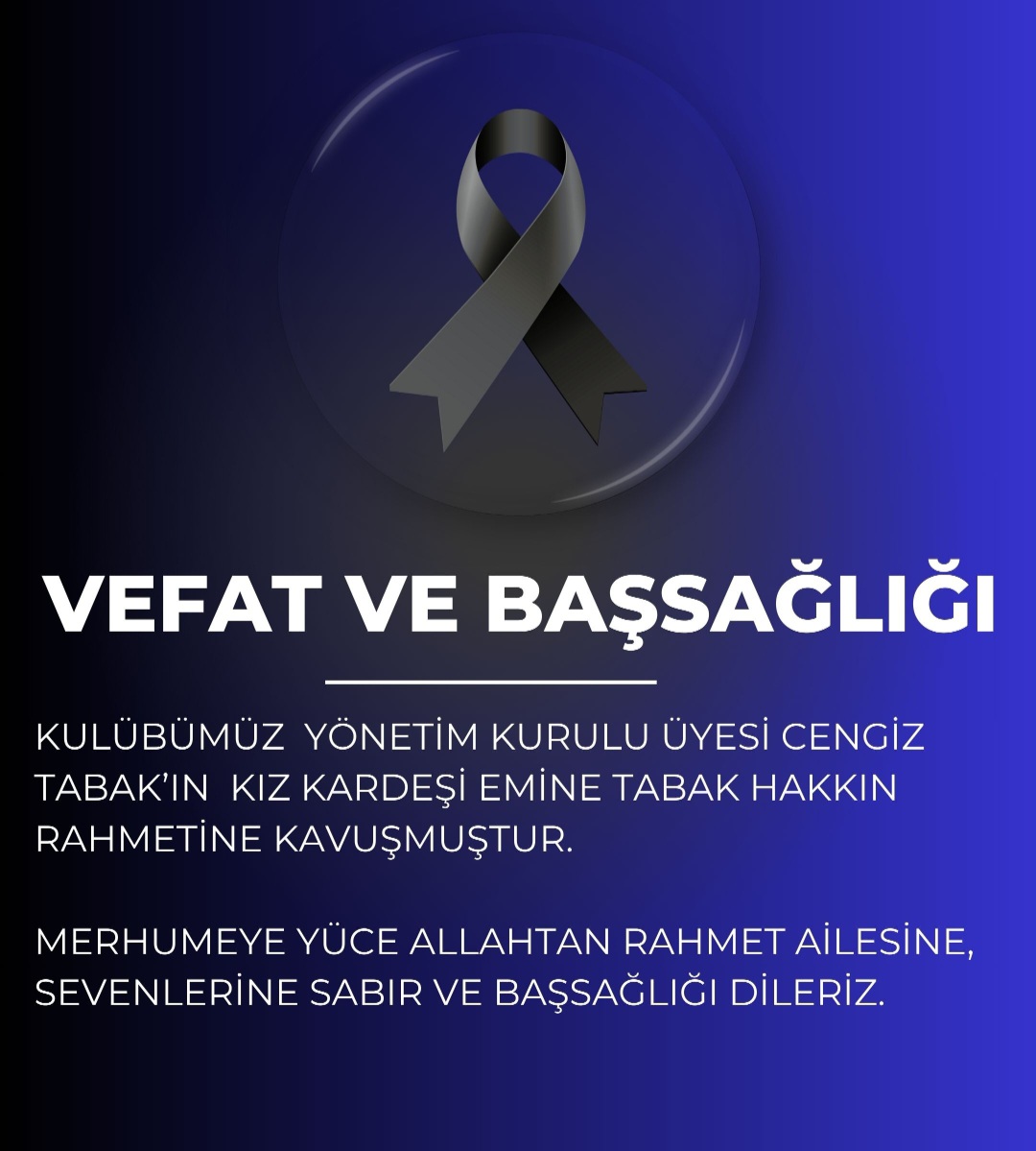 EMİNE TABAK VEFAT ETTİ